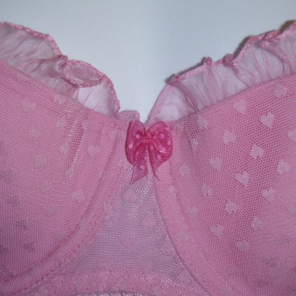 Vtg NEW Victoria's Secret Angels Pink Ruffled Heart Balconet, 36D - Picture 4 of 10